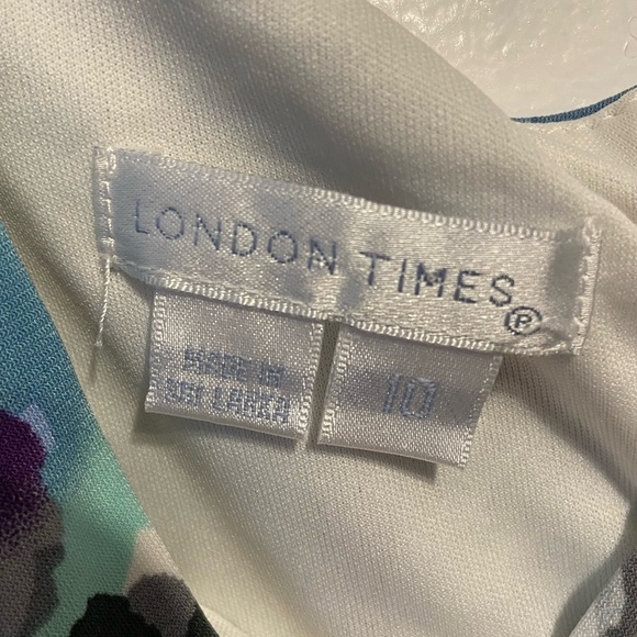 London Times Floral Print Ruched Dress - Size 10 - Picture 2 of 3